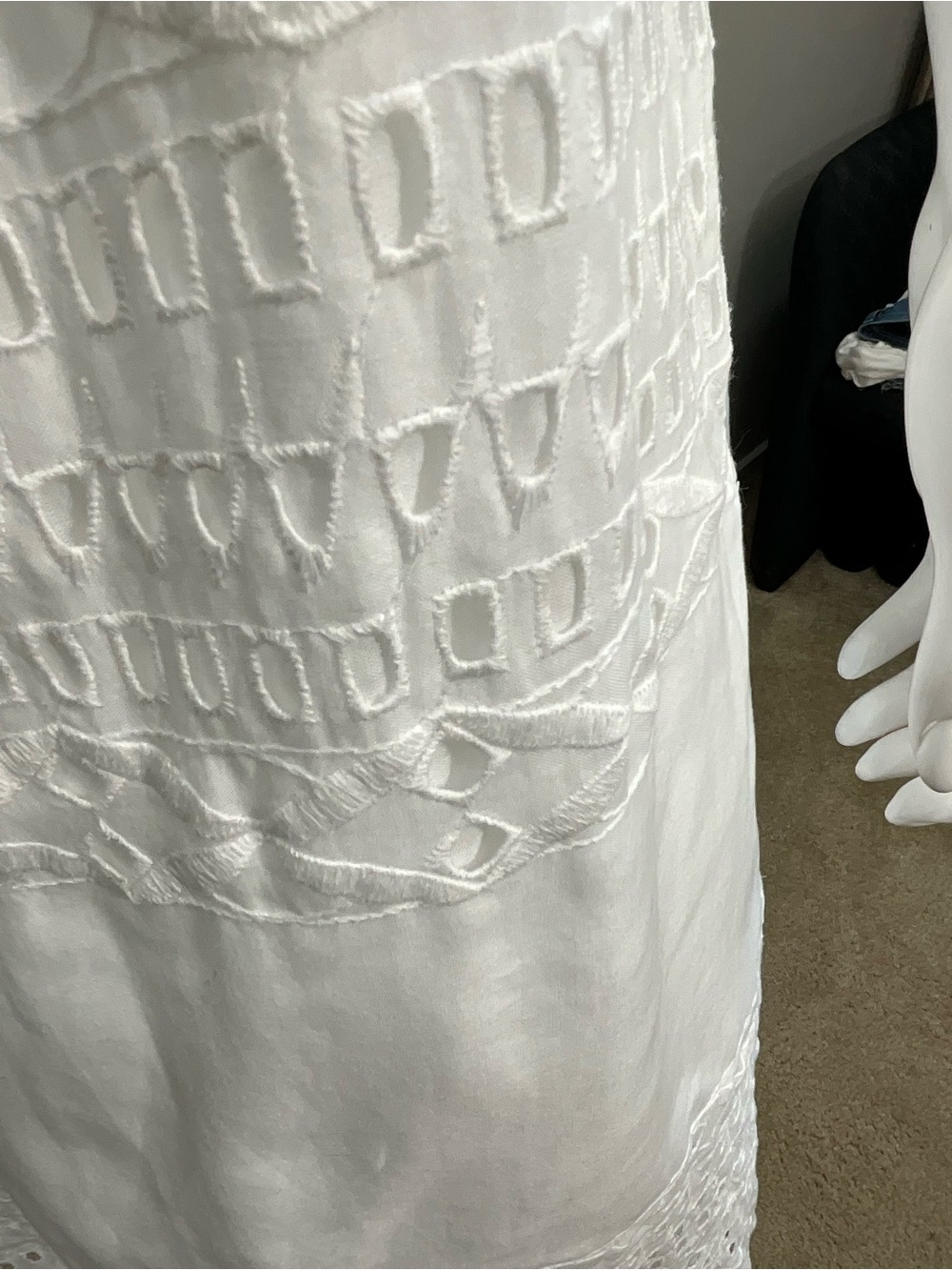 J.CREW White Eyelet Lace Tiered Midi Dress Scalloped Hem Sleeveless Sz 2 - Picture 6 of 10